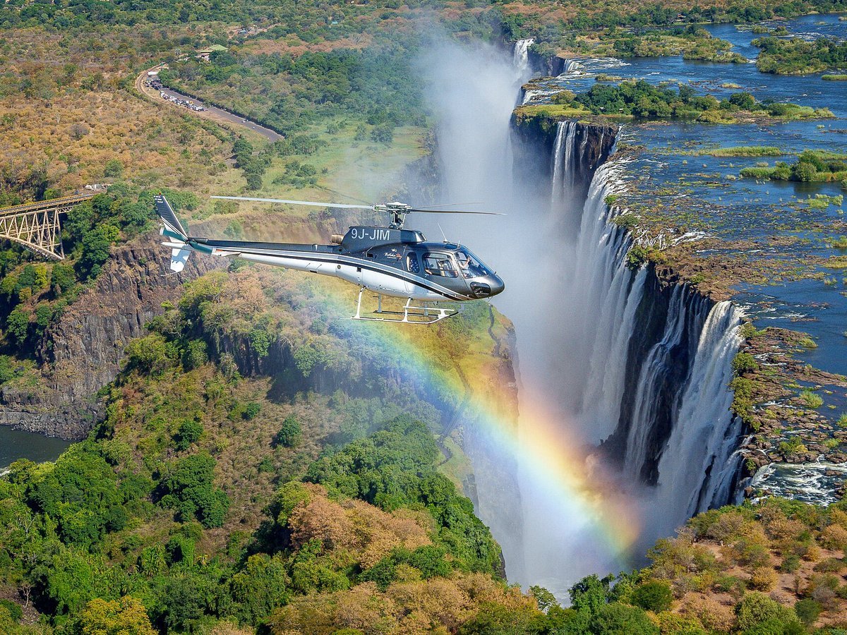 Helicopter Flight Over Victoria Falls Landscape