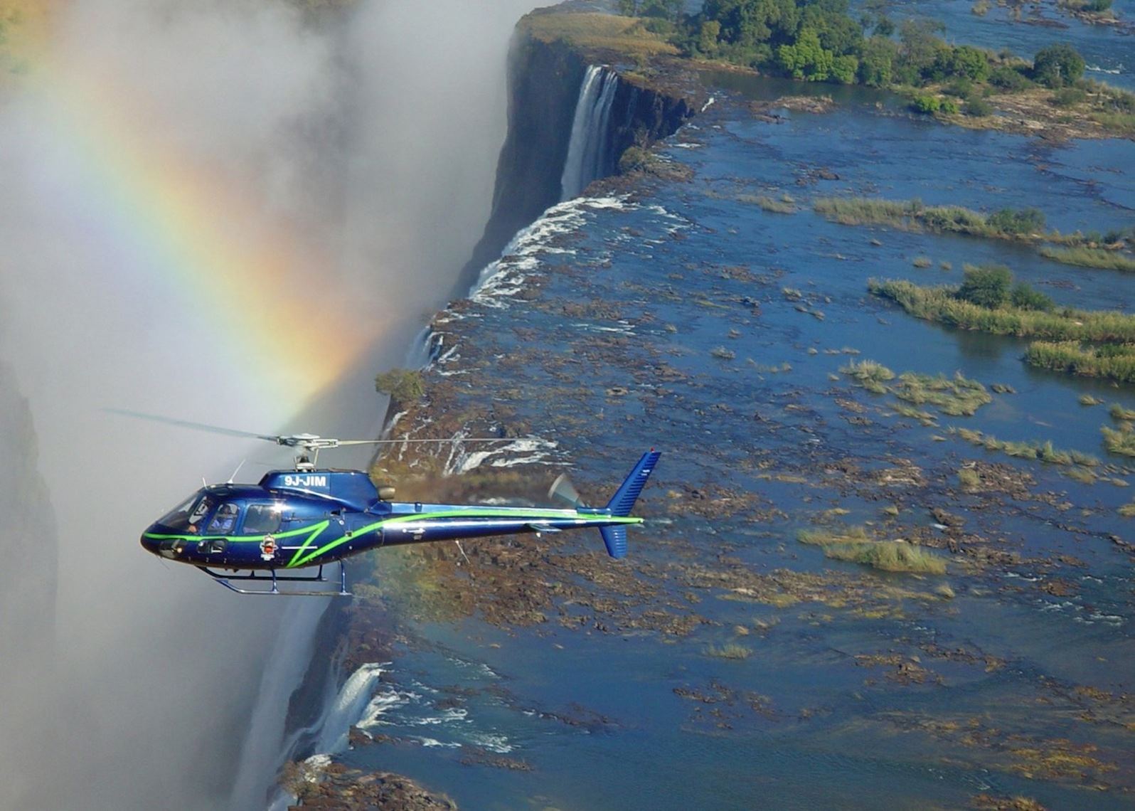 Helicopter flight over Victoria Falls