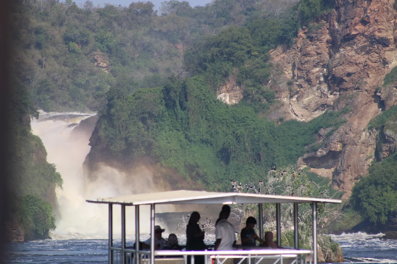 Boat at the bottom of the falls experience