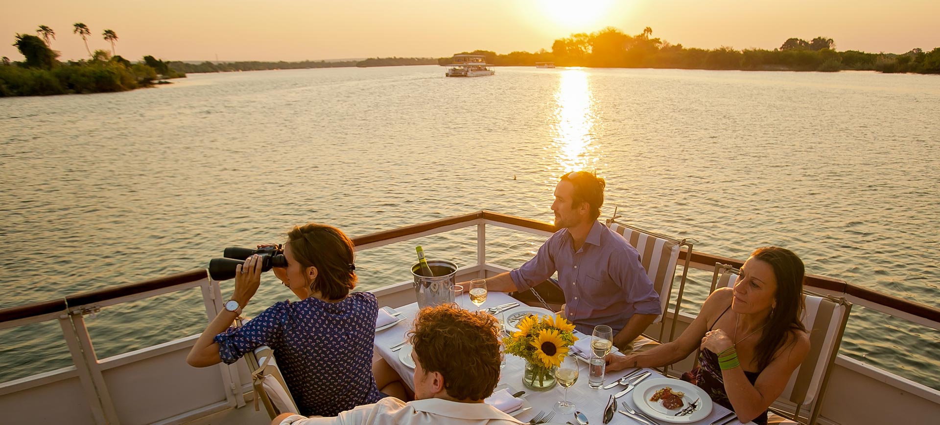 Victoria Falls dinner cruise on the Zambezi River - honeymoon experience