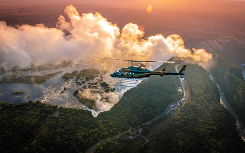 Helicopter flight over Victoria Falls for aerial views