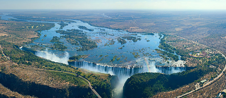 Victoria Falls aerial view – Zimbabwe & Zambia border