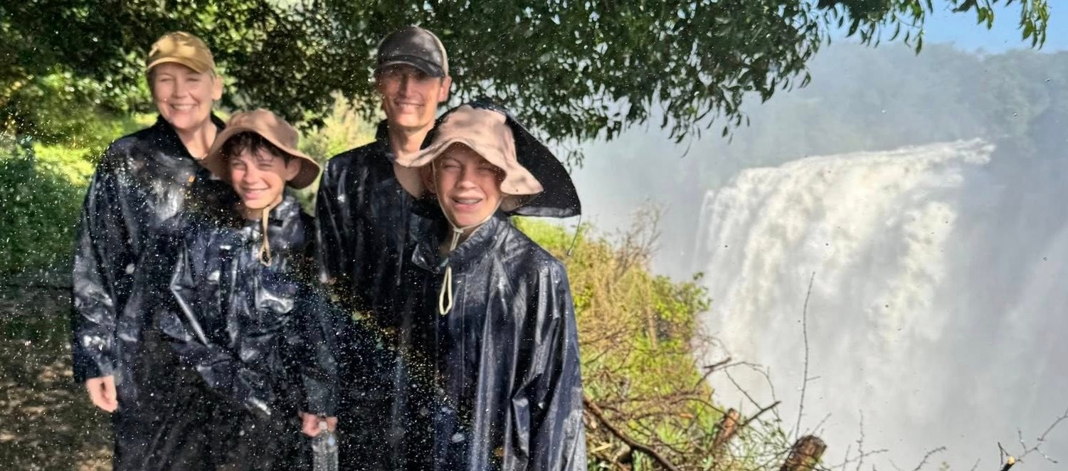 Family Exploring Victoria Falls